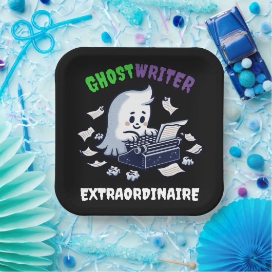 Funny Ghost Writer Extraordinaire Niedlich Ghost Pappteller (Party)