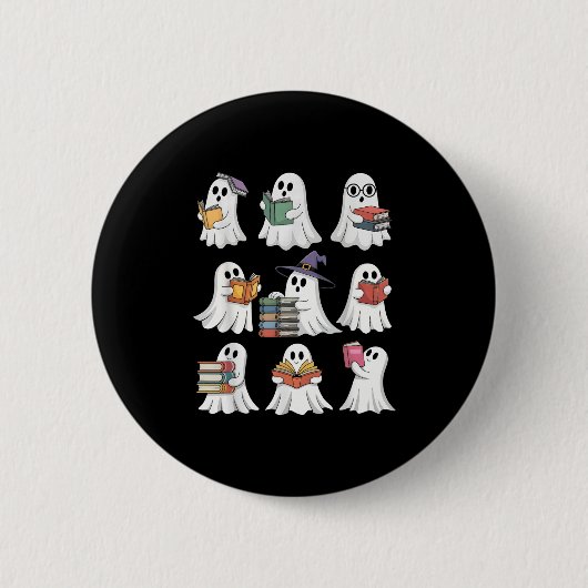 Funny Ghosts Book Reading School Teacher Halloween Button (Vorderseite)