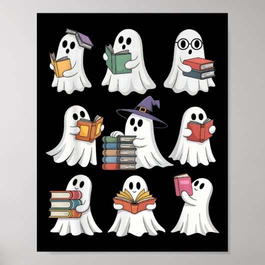 Funny Ghosts Book Reading School Teacher Halloween Poster (Vorne)