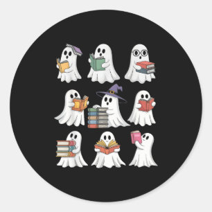 Funny Ghosts Book Reading School Teacher Halloween Runder Aufkleber