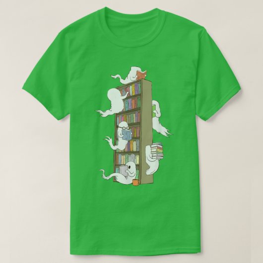 Funny Ghosts bucht Spuk Bibliothekskaffee Hallowee T-Shirt (Design vorne)