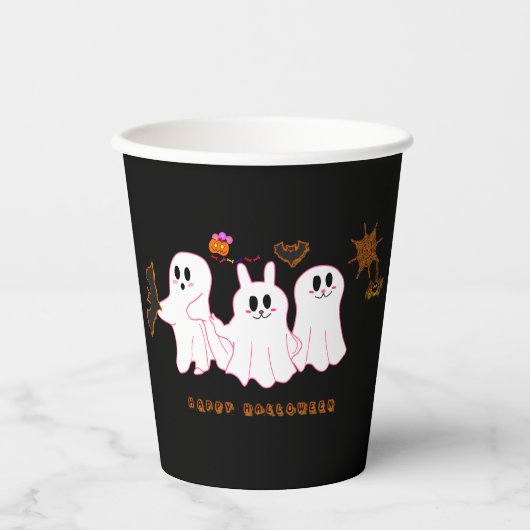Funny Ghosts, die für ein Bild posten | Papiertass Pappbecher (Vorderseite)