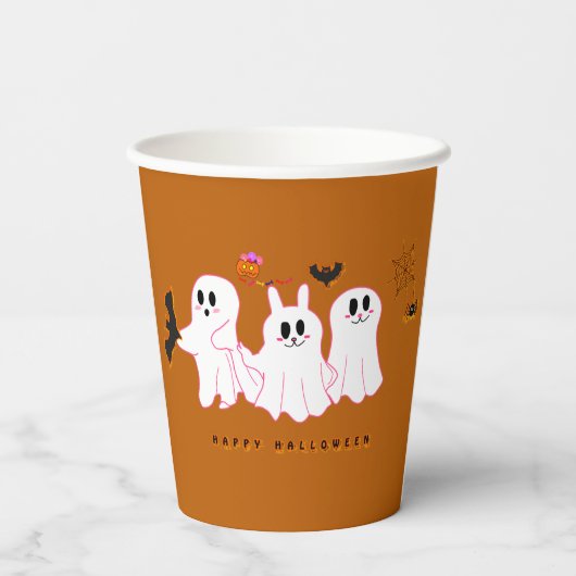 Funny Ghosts, die für ein Bild posten | Papiertass Pappbecher (Rückseite)