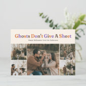 Funny Ghosts Dont Give A Sheet Halloween Photo Feiertagskarte (Stehend Vorderseite)