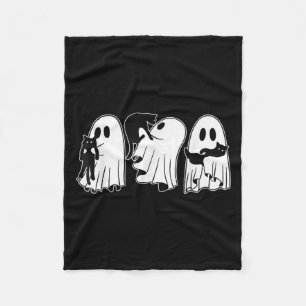 Funny Ghosts Holding Black Cats Halloween Ghost Ca Fleecedecke