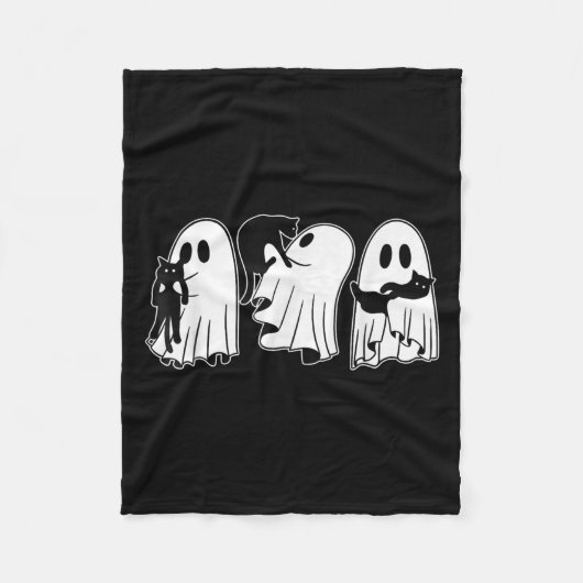 Funny Ghosts Holding Black Cats Halloween Ghost Ca Fleecedecke (Vorderseite)