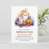 Funny Ghosts Pumpkins Kids Halloween-Party Einladung (Stehend Vorderseite)