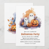 Funny Ghosts Pumpkins Kids Halloween-Party Einladung (Vorne/Hinten)