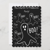 funny ghosts shouting boo black halloween Party Einladung (Vorderseite)
