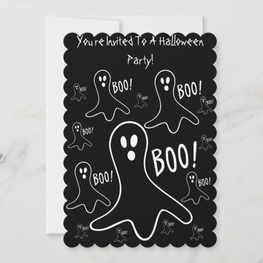 funny ghosts shouting boo black halloween Party Einladung (Vorderseite)