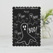 funny ghosts shouting boo black halloween Party Einladung (Stehend Vorderseite)