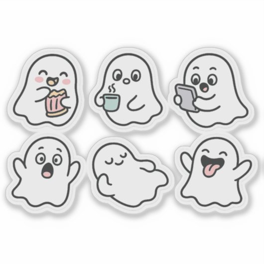 Funny Ghosts Sticker Pack - Niedliche Kawaii Geist (Vorderseite)
