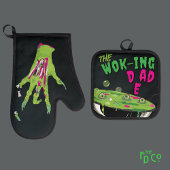 Funny Ghoulishly Delicious The Wok Vater Pun Ofenhandschuh & Topflappen-Set