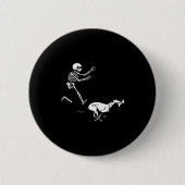 Funny Ghound Running Skeleton Halloween Button (Vorderseite)