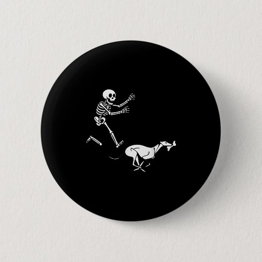 Funny Ghound Running Skeleton Halloween Button (Vorderseite)