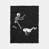 Funny Ghound Running Skeleton Halloween Fleecedecke (Vorderseite)