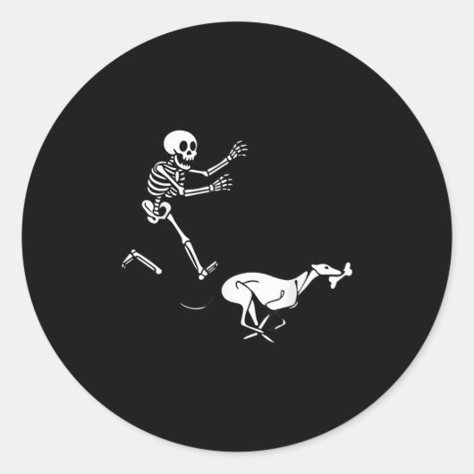 Funny Ghound Running Skeleton Halloween Runder Aufkleber (Vorderseite)