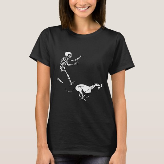 Funny Ghound Running Skeleton Halloween T-Shirt (Vorderseite)