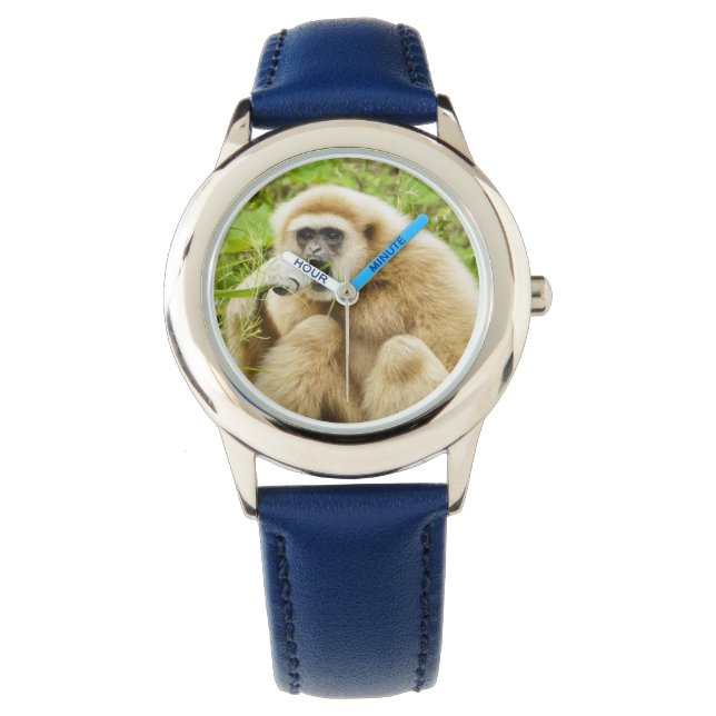 Funny Gibbon Monkey Foto Kids Armbanduhr (Vorderseite)