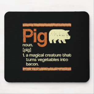 Funny Gift Bacon and Pig Definition Mousepad