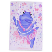 Funny Gift Bag mit Ballerina Hippo Mittlere Geschenktüte (Rückseite)