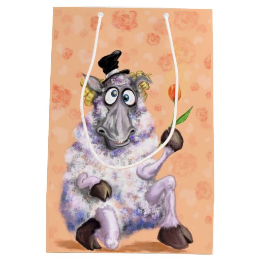 Funny Gift Bag mit In Liebe Ram - Romantik Mittlere Geschenktüte (Rückseite)