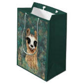Funny Gift Bag mit Neugierigem Llama Mittlere Geschenktüte (Rückseite Schrägansicht)