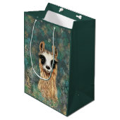 Funny Gift Bag mit Neugierigem Llama Mittlere Geschenktüte (Vorderseite Schrägansicht)