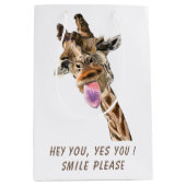 Funny Gift Bag mit spielerischer Giraffe - Lächeln Mittlere Geschenktüte (Vorderseite)