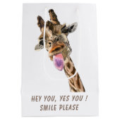Funny Gift Bag mit spielerischer Giraffe - Lächeln Mittlere Geschenktüte (Rückseite)