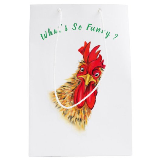 Funny Gift Bag mit überraschendem Rooster individu Mittlere Geschenktüte (Vorderseite)