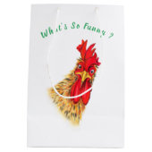Funny Gift Bag mit überraschendem Rooster individu Mittlere Geschenktüte (Rückseite)