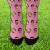 Funny Gift für Mama - Custom 2 Face Foto Pink Socken