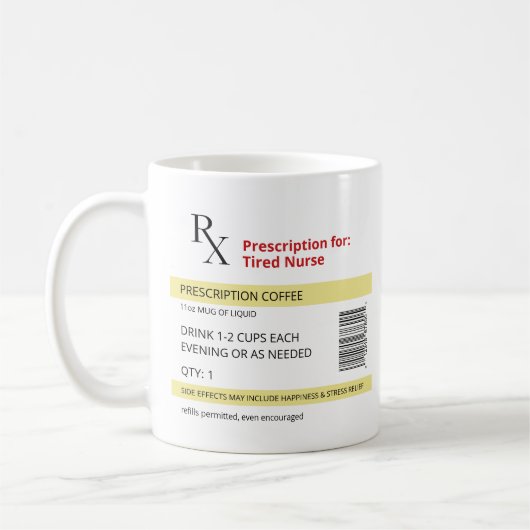 Funny Gift Idea for Nurse, Kaffee Lover - Rx Novel Kaffeetasse (Links)
