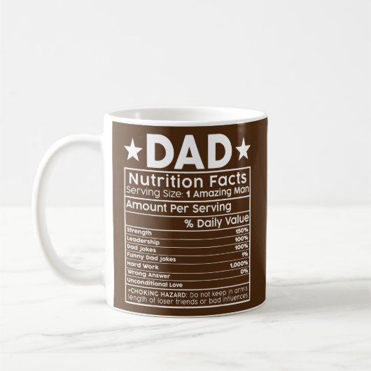 Funny Gift Men's Vatertag Vater Ernährung Fakten Kaffeetasse (Links)