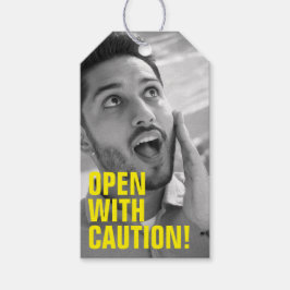 Funny Gift-Tag mit Schwarz-Weiß-Foto Geschenkanhänger