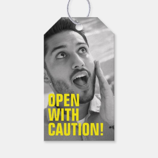 Funny Gift-Tag mit Schwarz-Weiß-Foto Geschenkanhänger (Vorderseite)