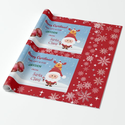 Funny Gift von Santa Rudolph Snowflakes Kinder Geschenkpapier (Ungerollt)