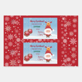Funny Gift von Santa Rudolph Snowflakes Kinder Geschenkpapier Set (Vorderseite)