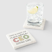 Funny Gifts für CEO | Phantastischer CEO Boss Gesc Steinuntersetzer (Seitenansicht)