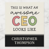 Funny Gifts für CEO | Phantastischer CEO Boss Gesc Weinetikett (Einzelnes Label)