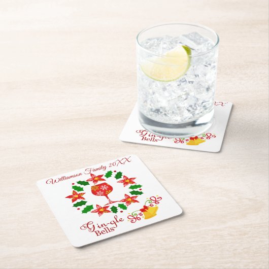 Funny Gin-gle Bells Weihnachten Rechteckiger Pappuntersetzer (Vor Ort)