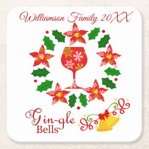 Funny Gin-gle Bells Weihnachten Rechteckiger Pappuntersetzer