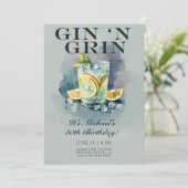 Funny Gin n Grin Cocktail Party Männer 30. Geburts Einladung (Stehend Vorderseite)