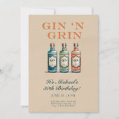 Funny Gin n Grin Flasche Humorsche Männer 30. Gebu Einladung (Vorderseite)