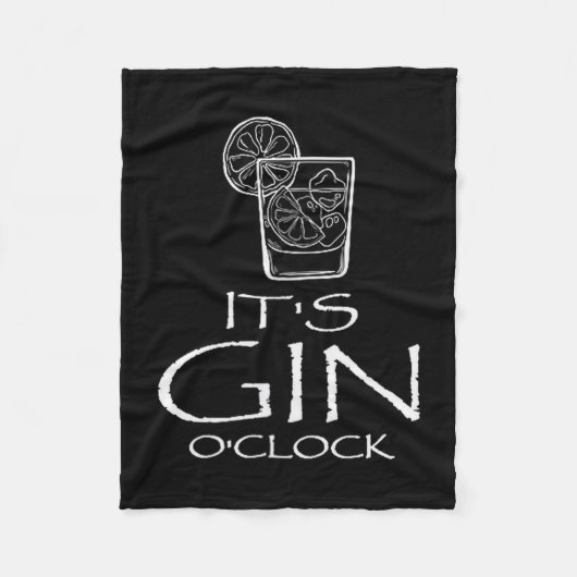 Funny Gin Tonic Saying Oh It's Gin O'clock Fleecedecke (Vorderseite)