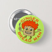 Funny Ginger Broad Man Christmas Puff Button (Vorne & Hinten)