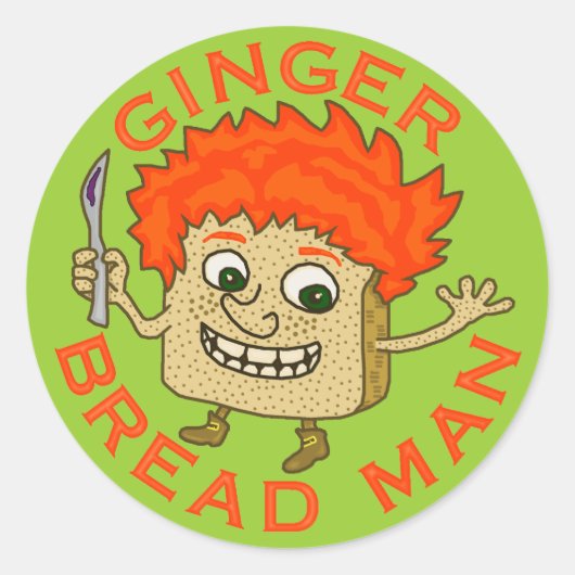 Funny Ginger Broad Man Christmas Puff Runder Aufkleber (Vorderseite)