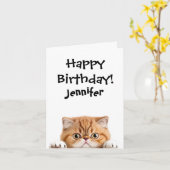 Funny Ginger Cat Geburtstag geklappte Grußkarte Karte (Gelbe Blume)