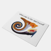 Funny Ginger Cat Goldfish Abstrakte Musikkunst Fußmatte (Schrägansicht)